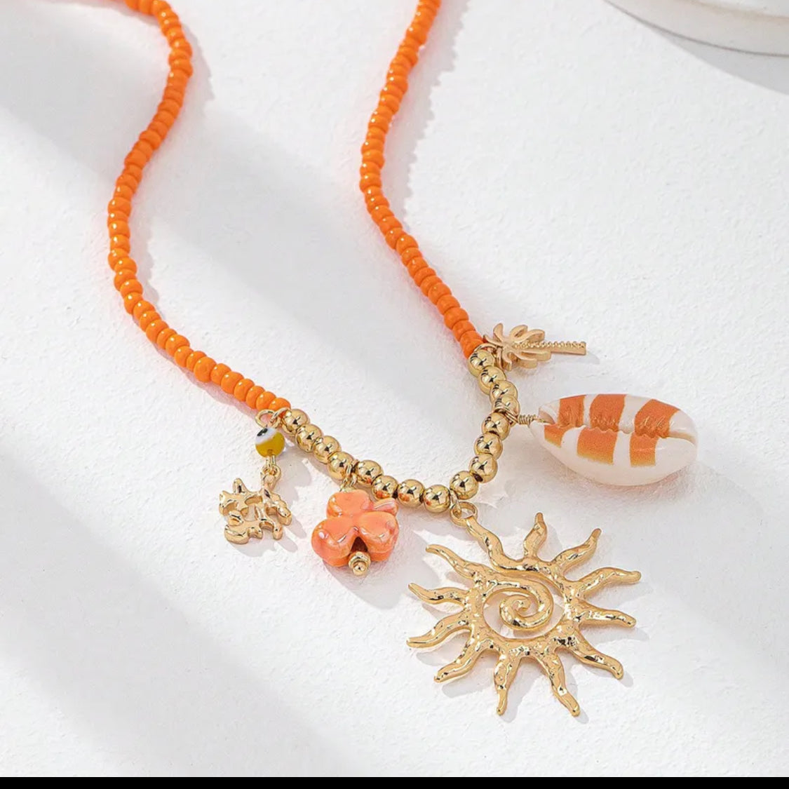 Sunset Coast Beaded Charm Necklace
