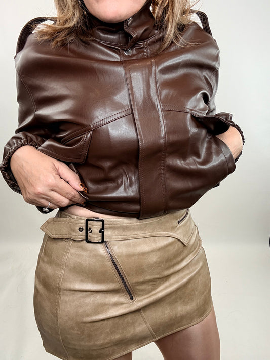 The Cleo Faux Leather Skort
