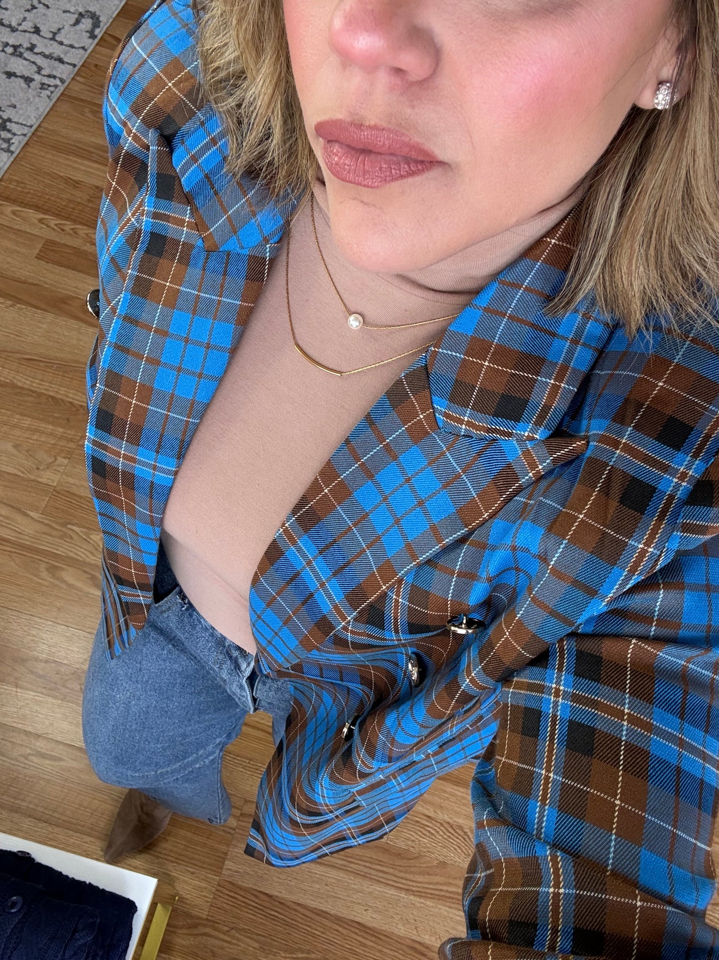 Plaid Blazer with Gold Buttons – Fall/Winter Staple