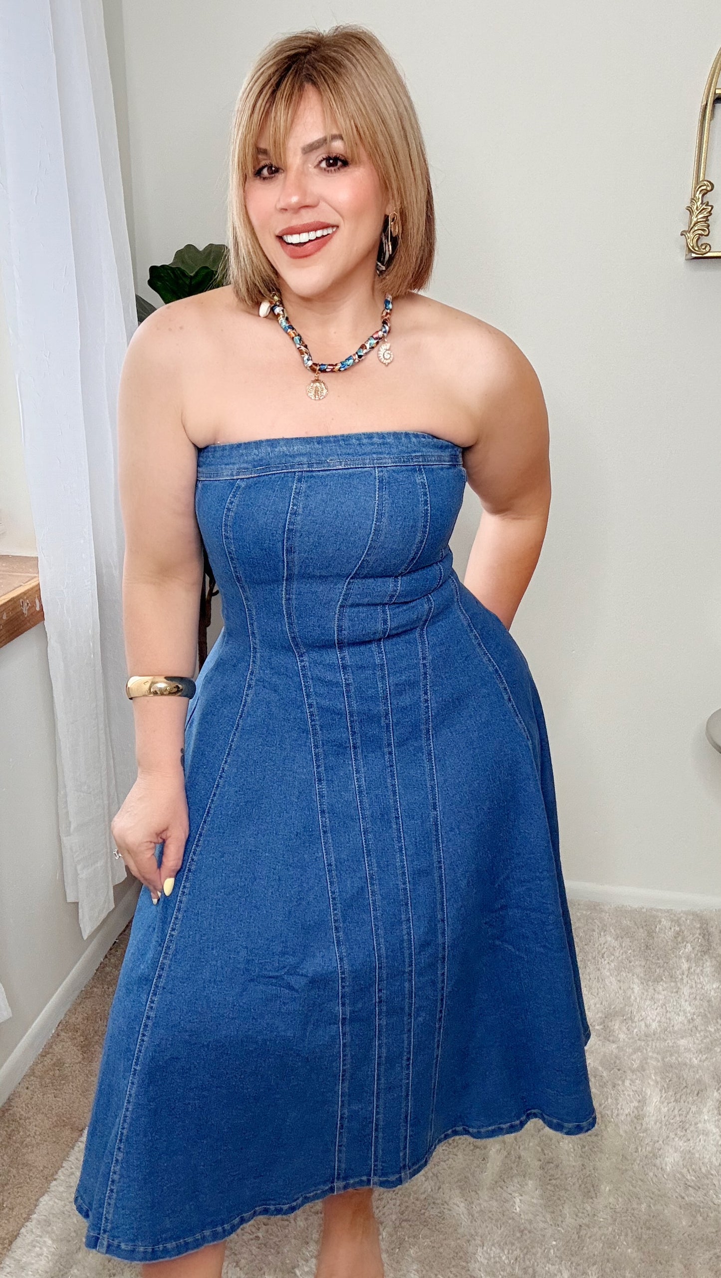 Sienna Strapless Denim Midi Dress