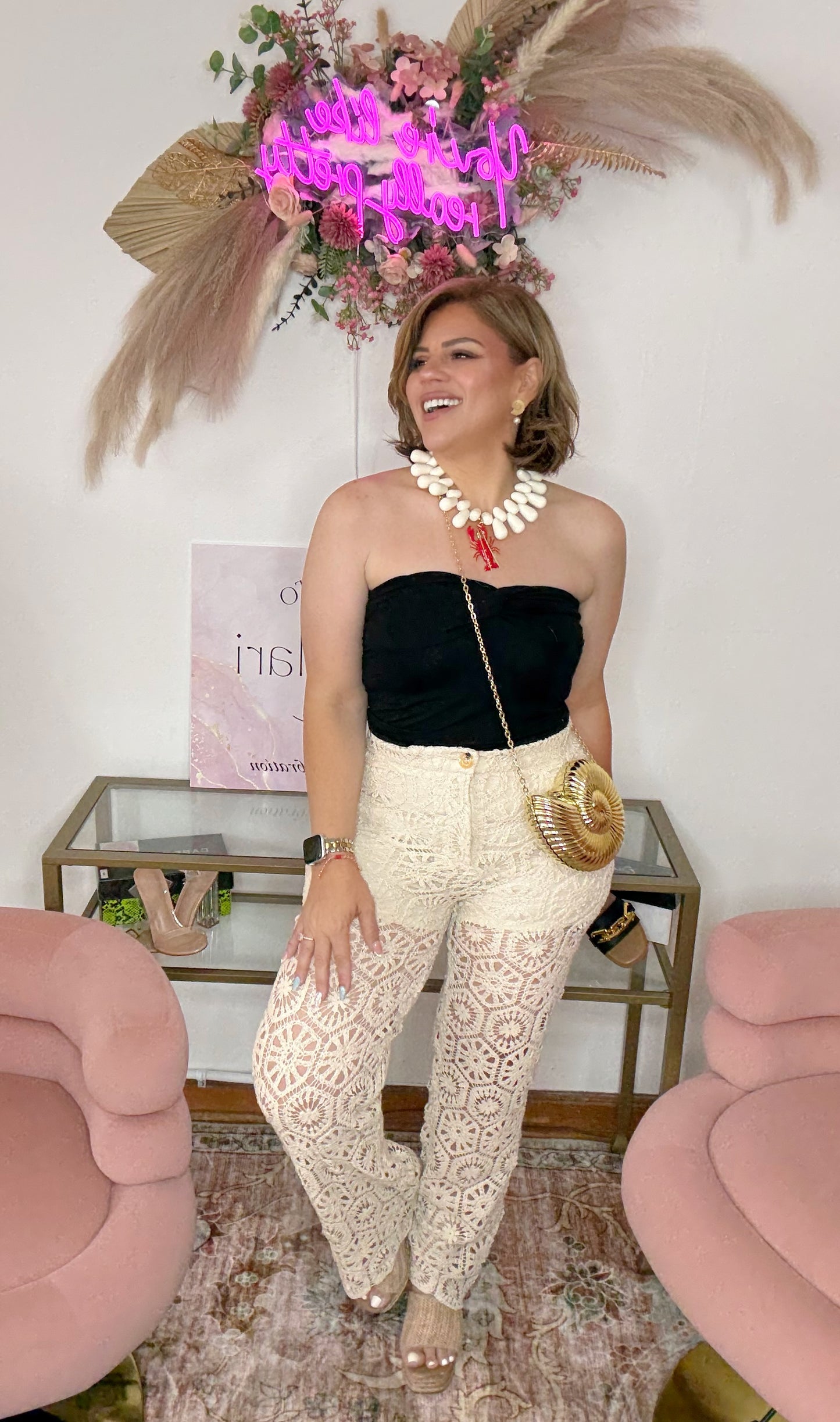 Isla Breeze Crochet Pants – Natural