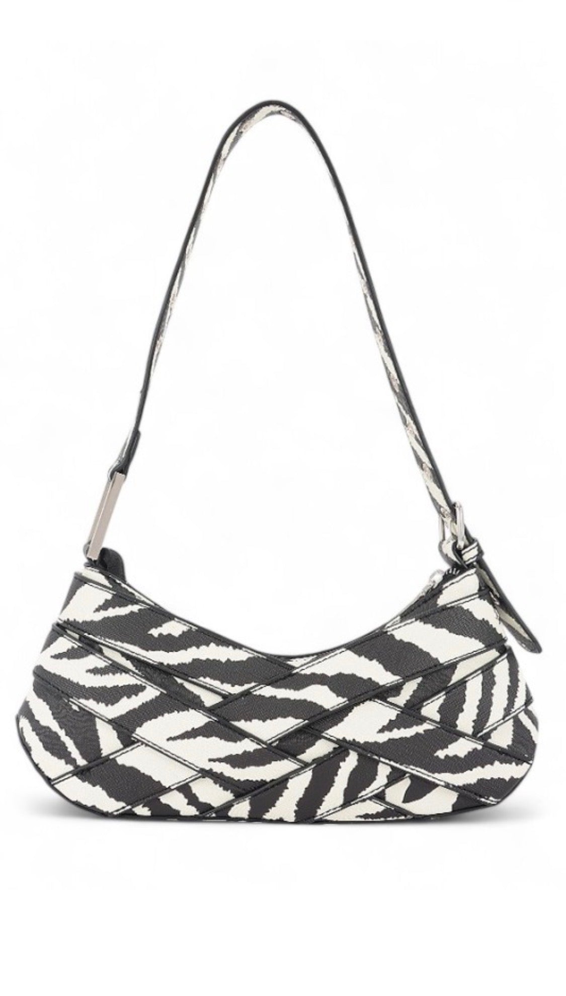 Zebra Animal Print Multi-Buckle Y2K Shoulder Bag