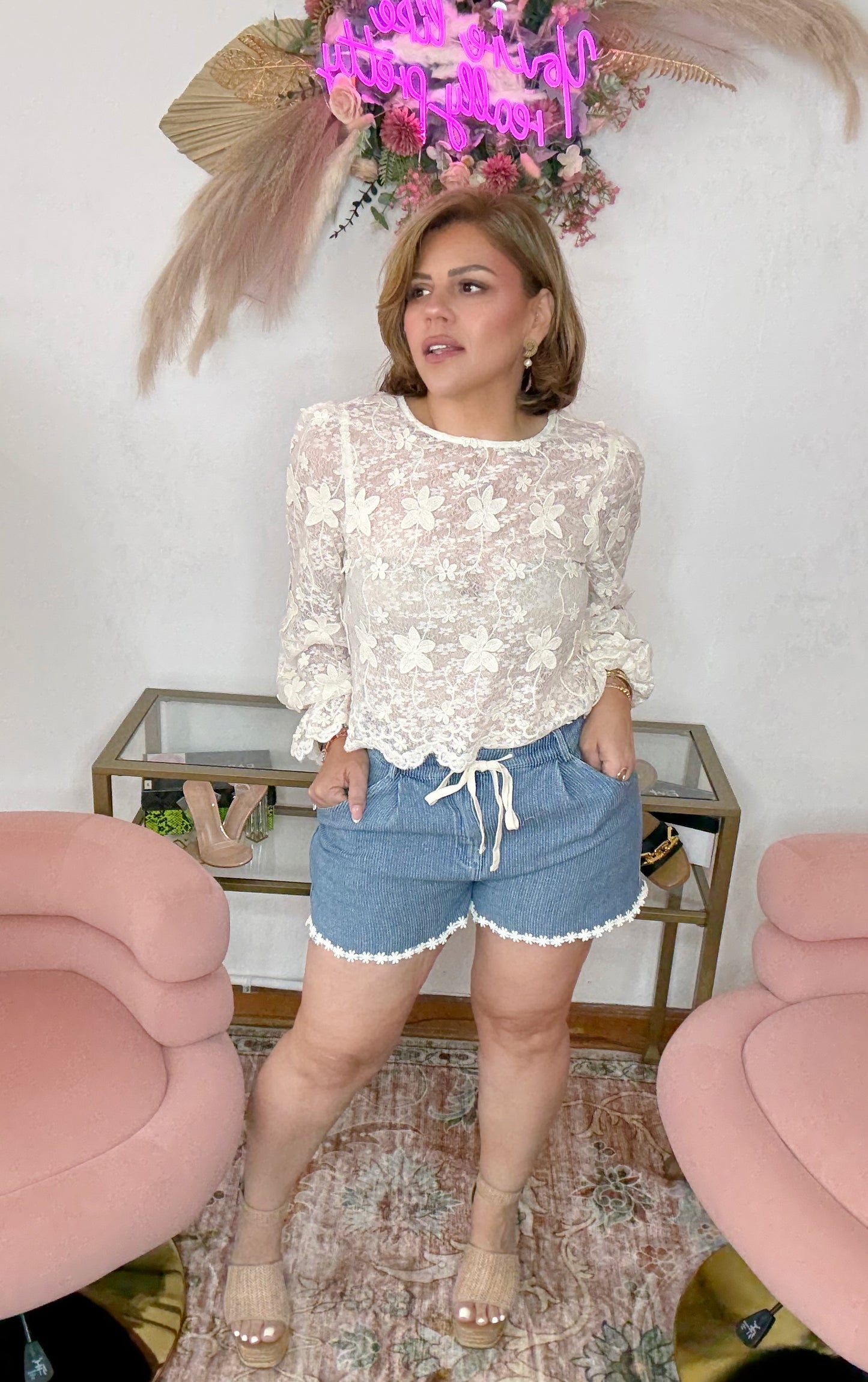 Daisy Garden Lace Top – Ivory