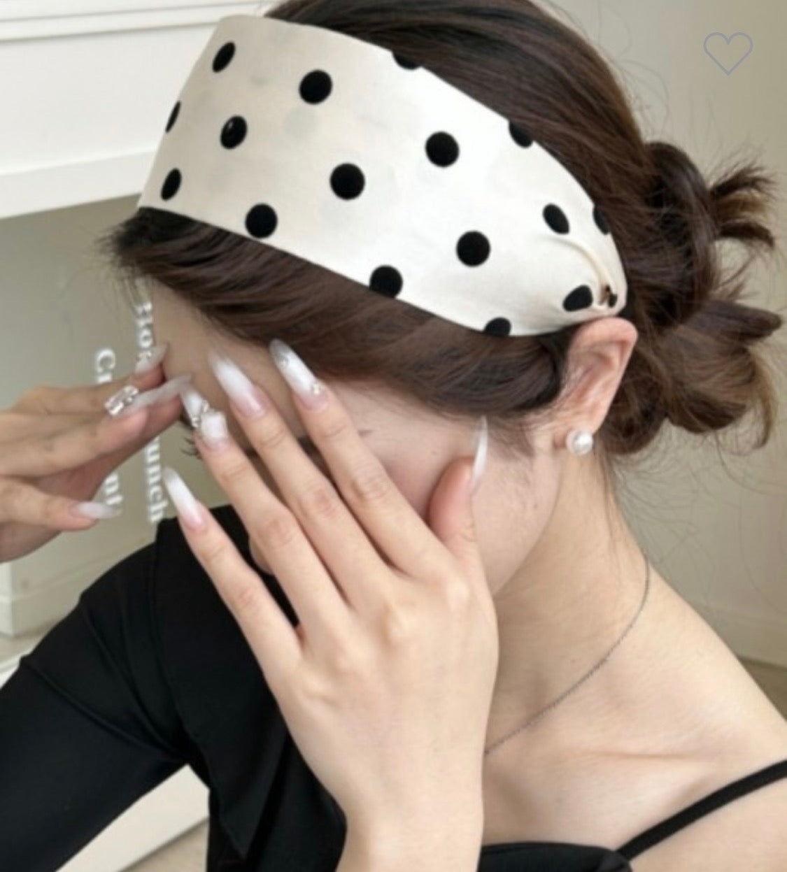Noir Dots Wide Polka Headband