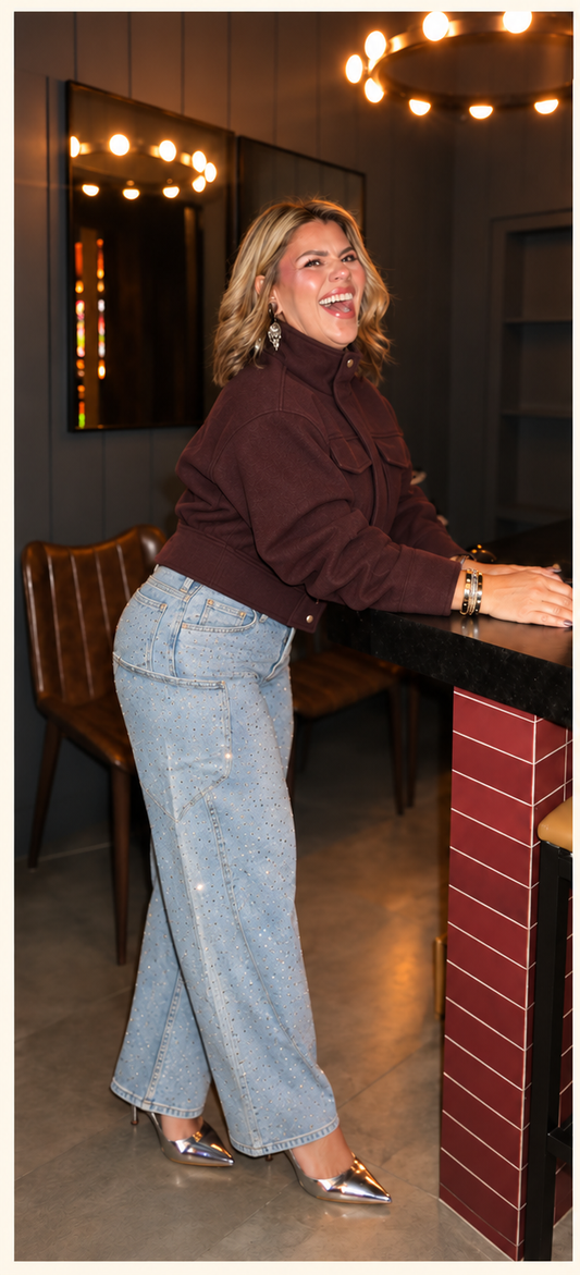 The Celeste Rhinestone Barrel Jeans