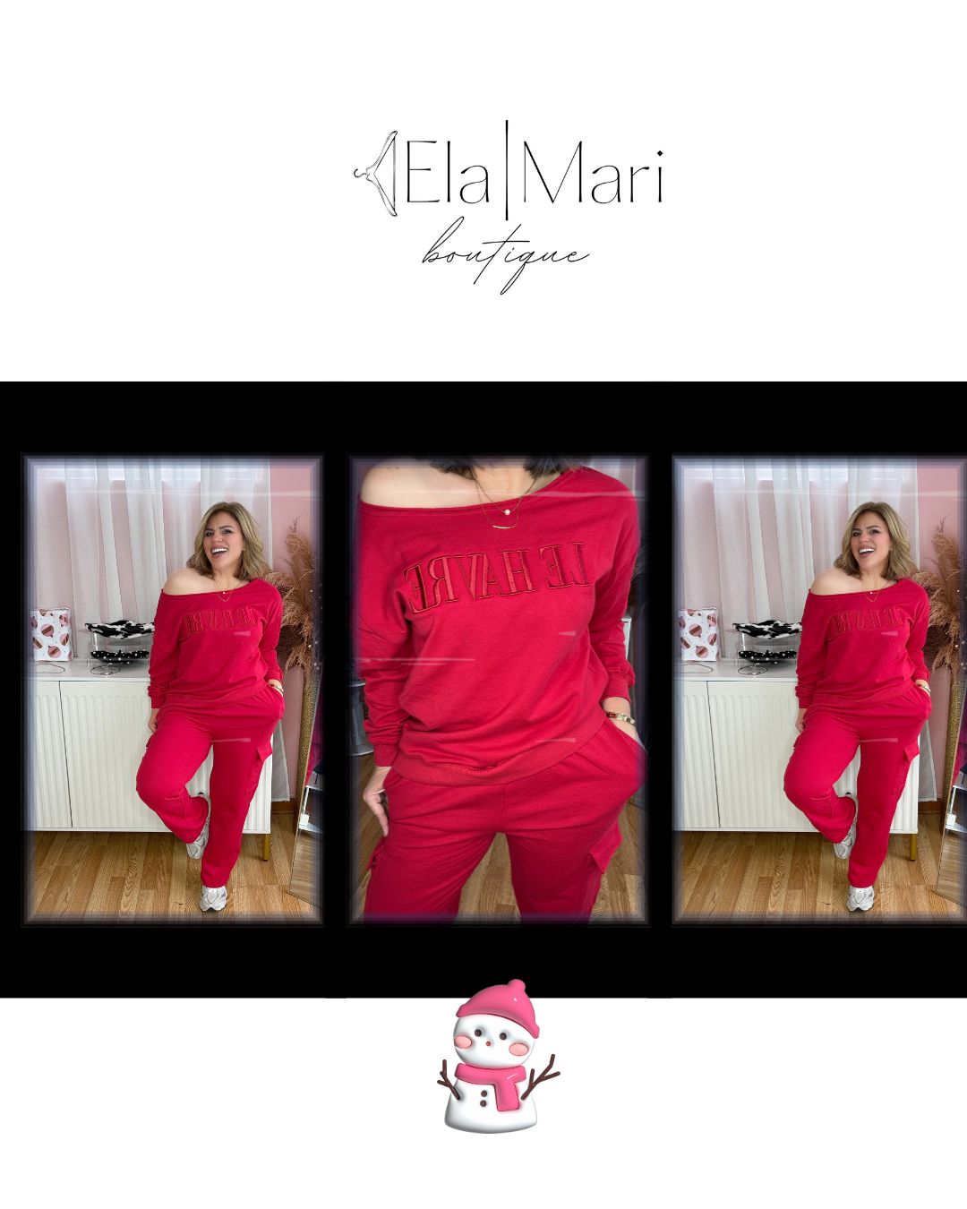 *LAST SMALL* Red Knit Sweatpants & Sweater Set – Cozy Holiday Look