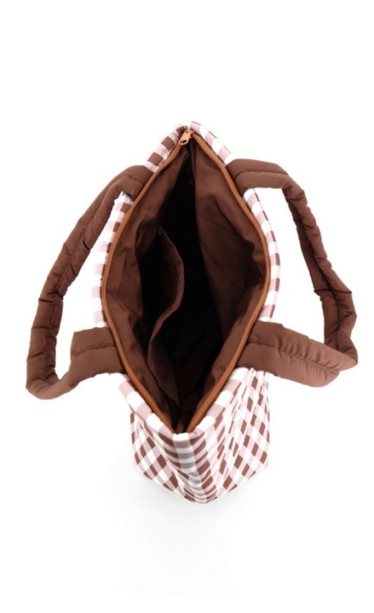 The Cocoa Gingham Puffer Tote