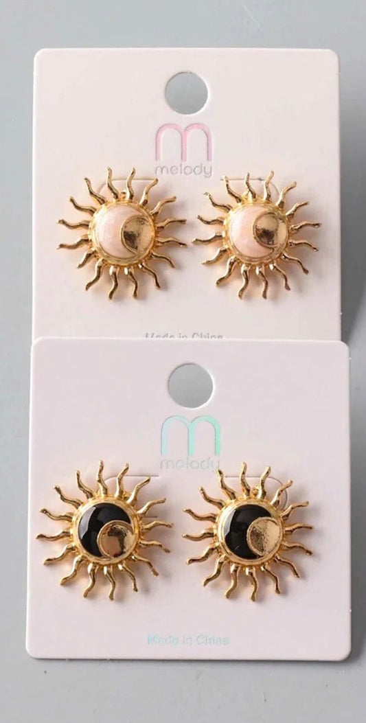 Sunburst Stainless Steel Stud Earrings