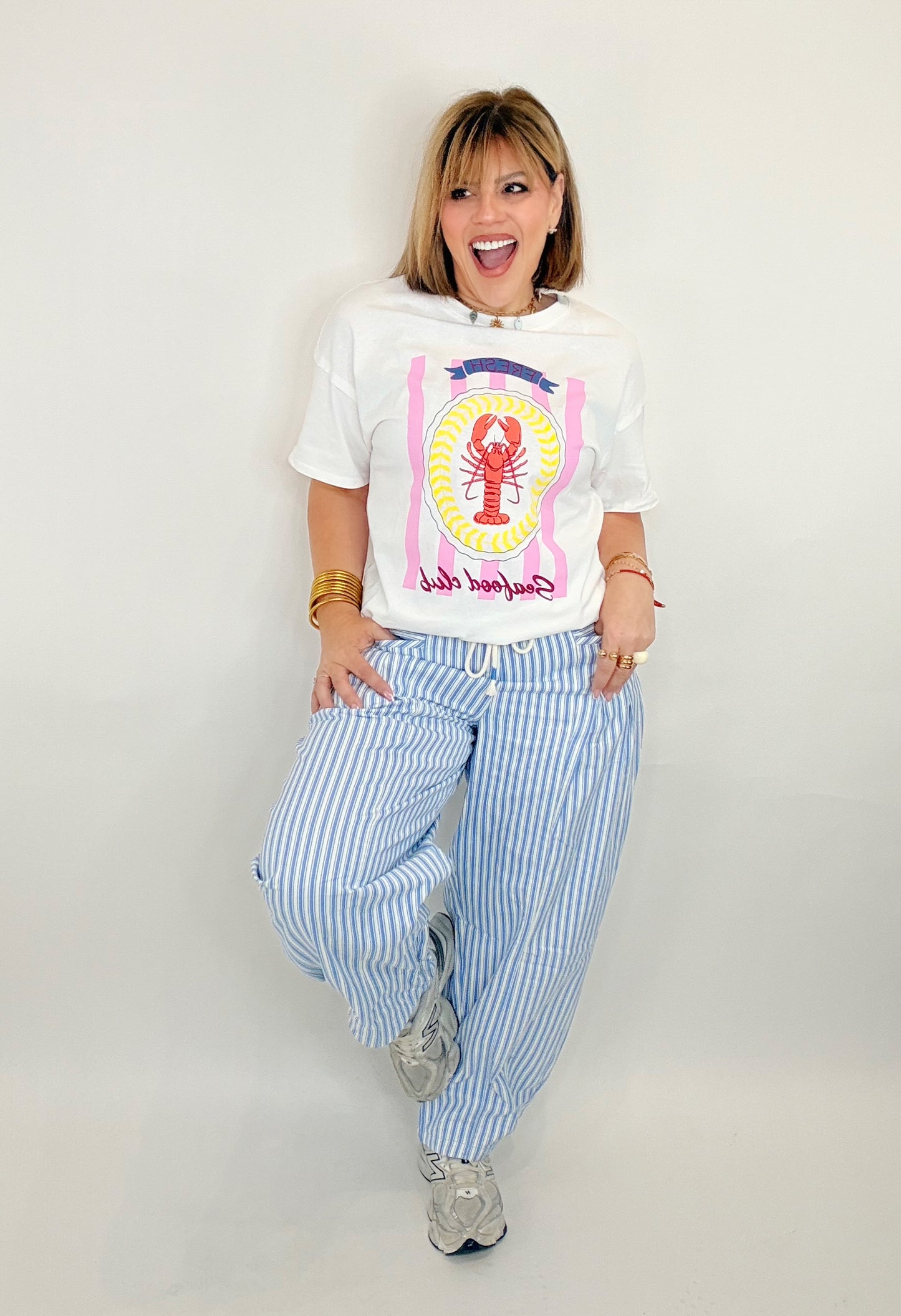 Ela Striped Barrel Denim Pants