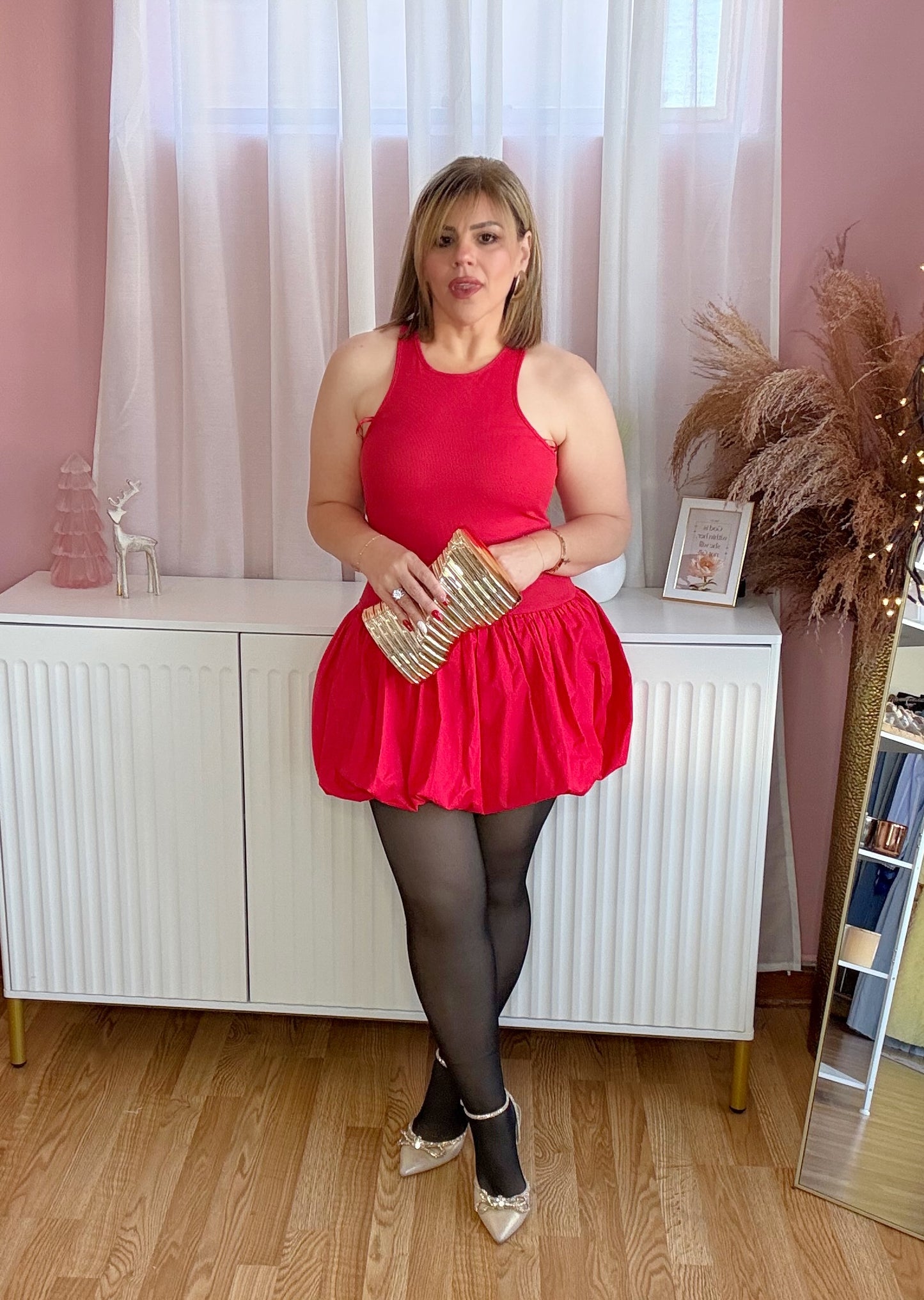 Red Bubble Mini Dress