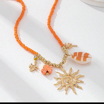 Sunset Coast Beaded Charm Necklace