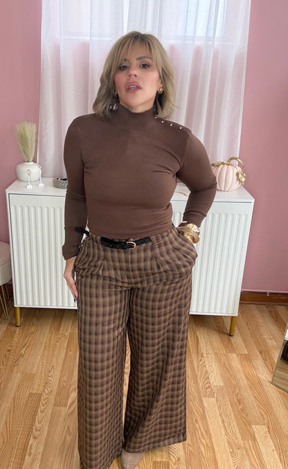 Belted Plaid Trousers