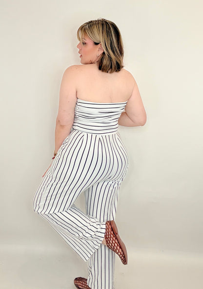 The Effortless Stripe Strapless Jumpsuit