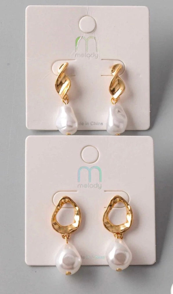 Twisted Pearl Drop Earrings