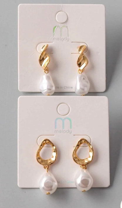 Twisted Pearl Drop Earrings