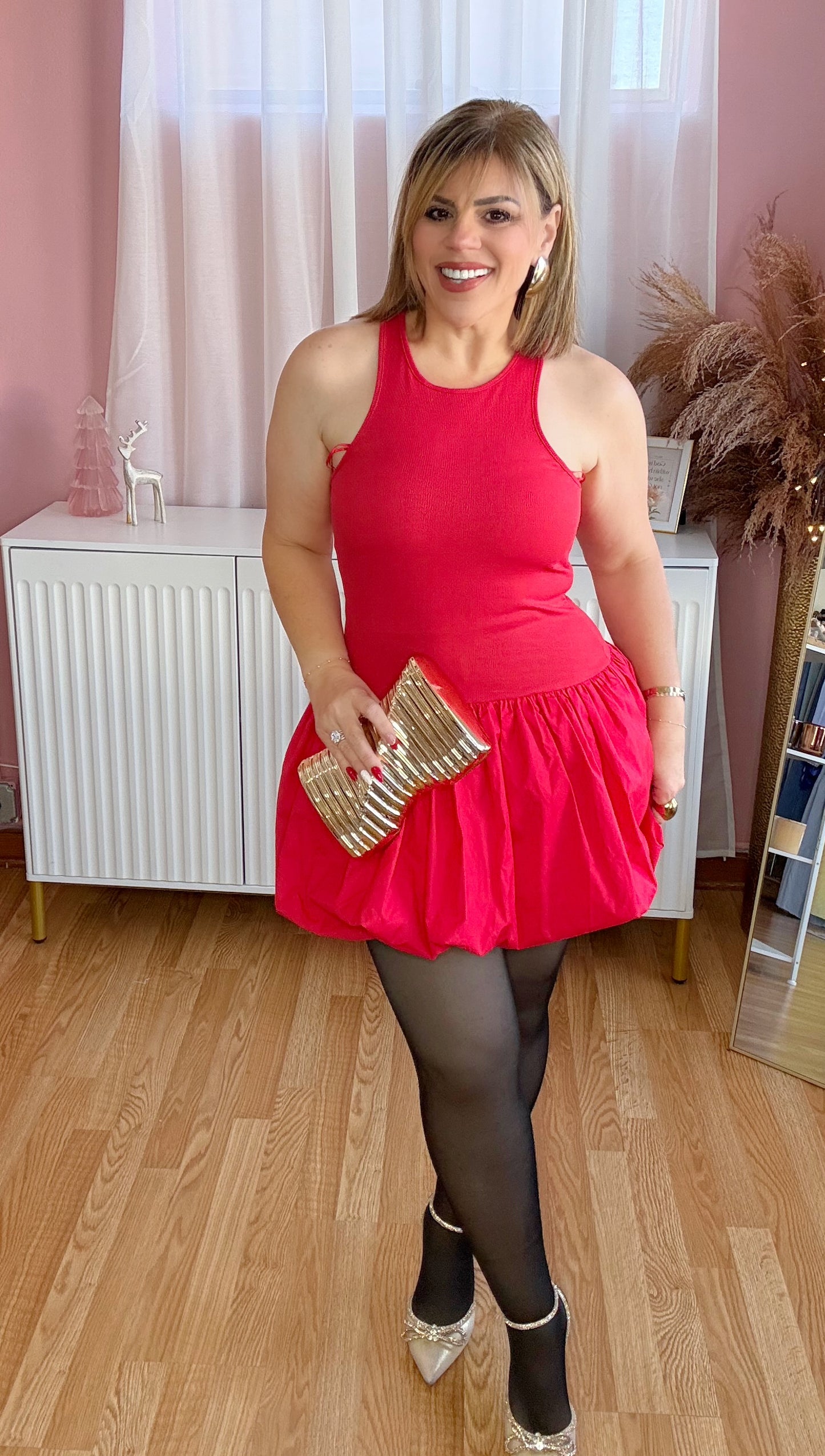 Red Bubble Mini Dress