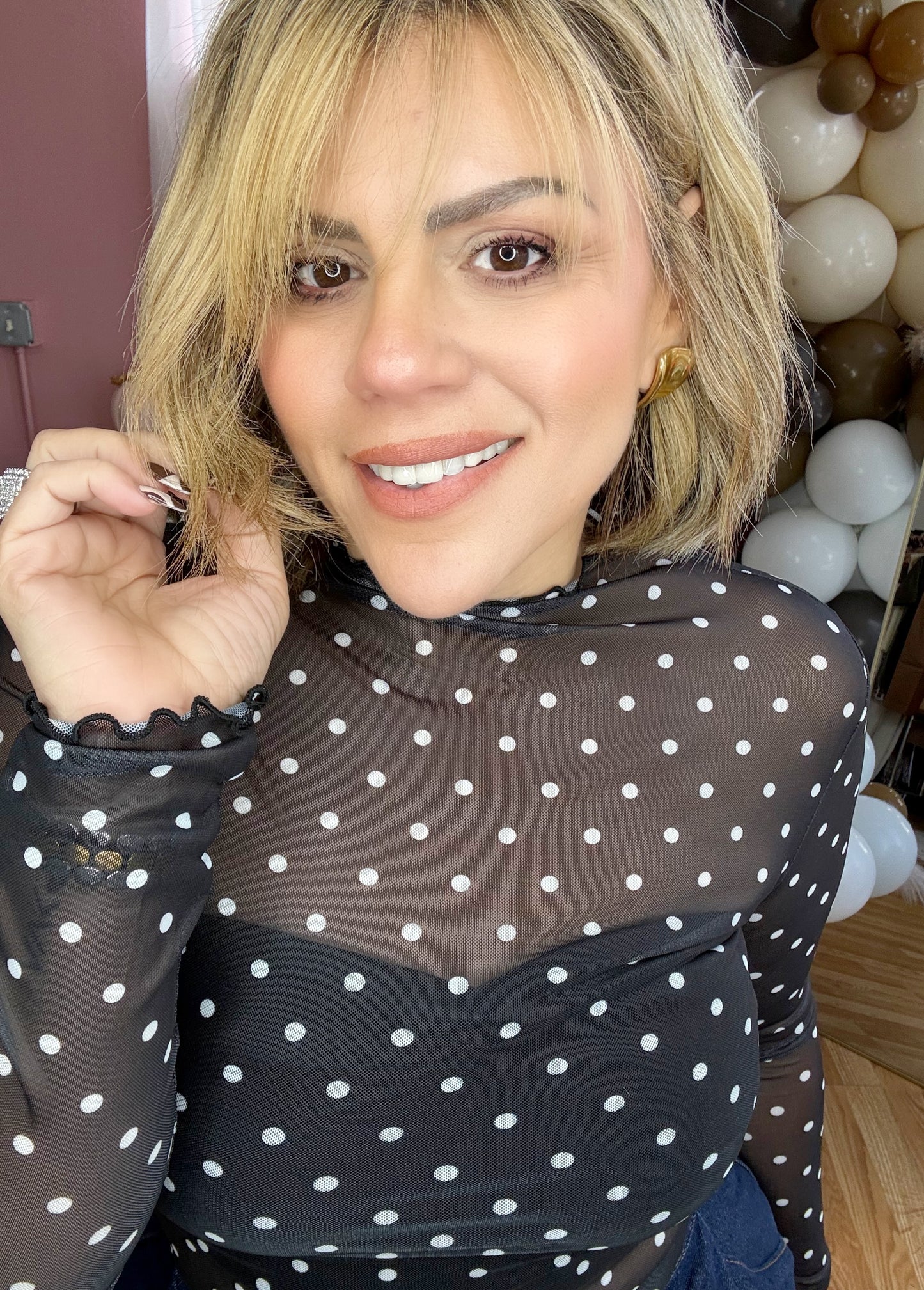 Midnight Dots Mesh Top