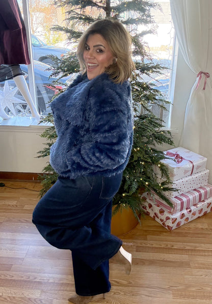 Royal Blue Faux Fur Jacket