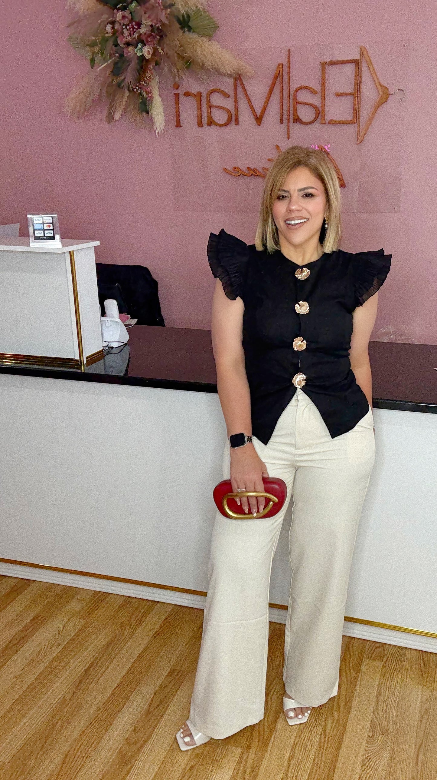 “Summer Elegance” Ivory Mid-Rise Straight Leg Trousers