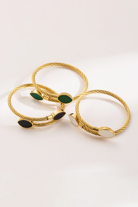 Stainless Steel Enamel Round Bangle Bracelet