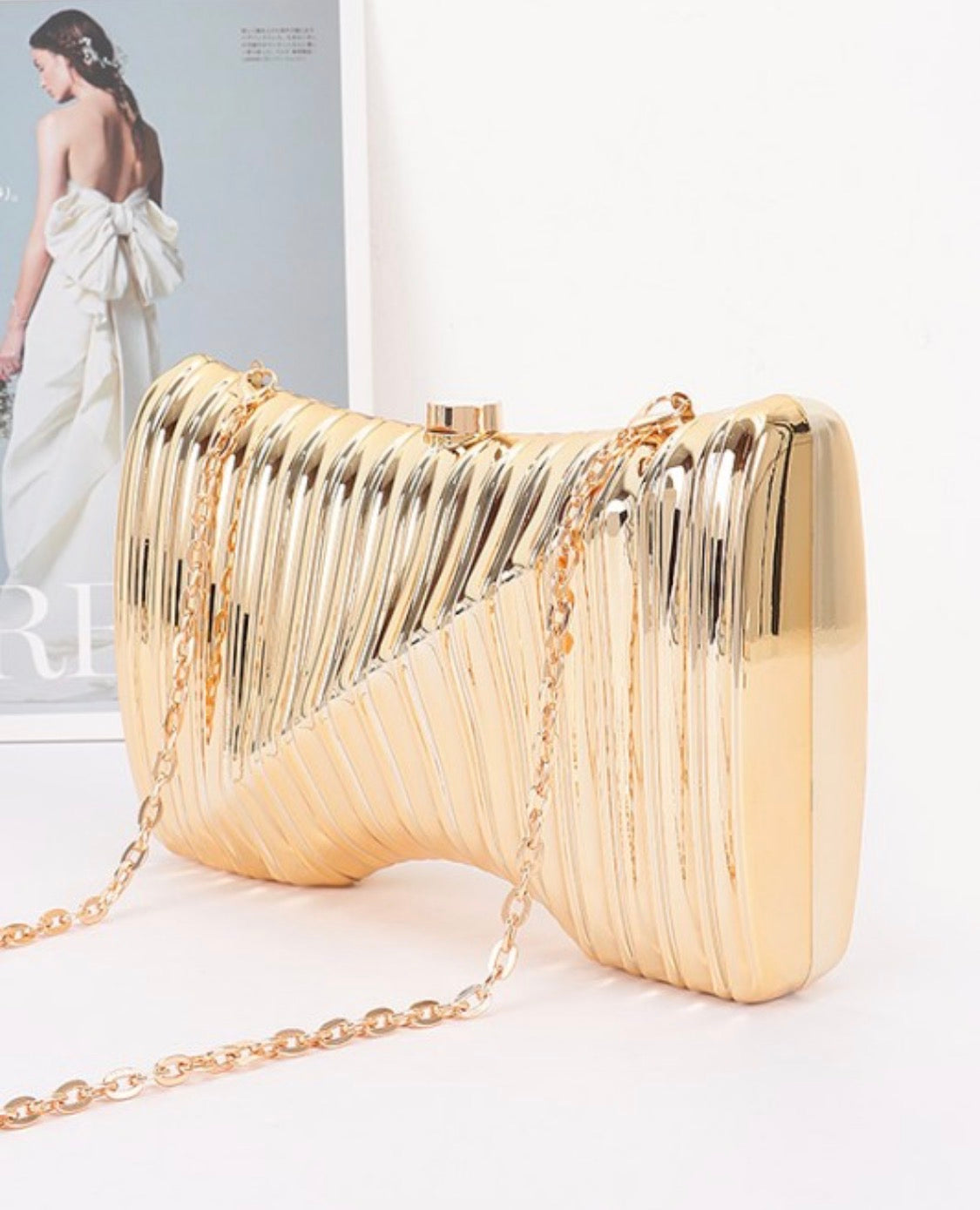 Gold Acrylic Clutch with Chain