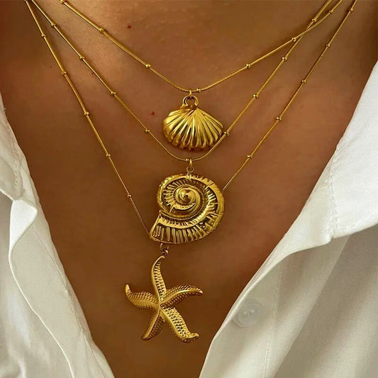 Ocean Dreams Pendant Necklace – Starfish / Conch / Shell