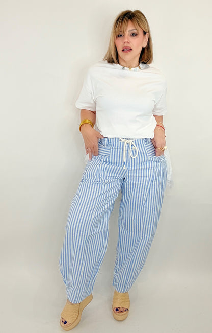 Ela Striped Barrel Denim Pants