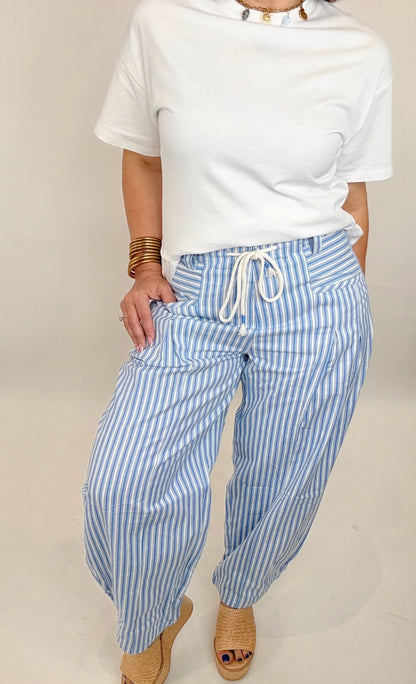 Ela Striped Barrel Denim Pants