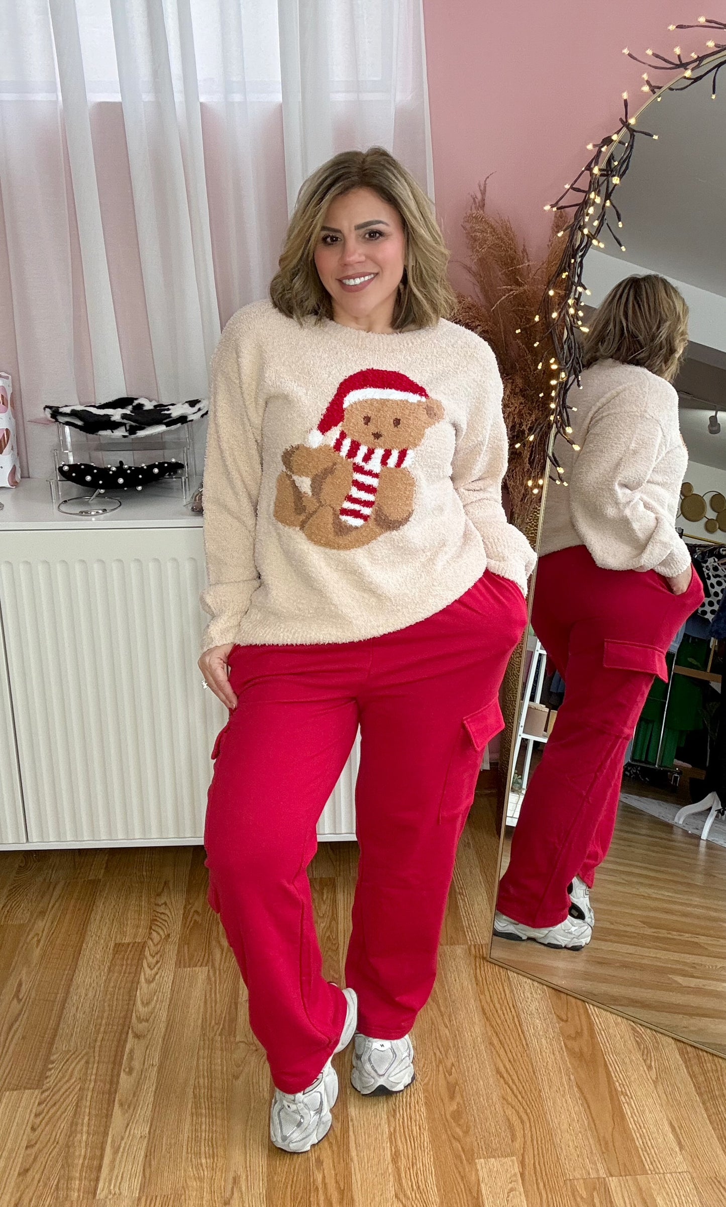 Cream Teddy Bear Christmas Sweater – Holiday Must-Have