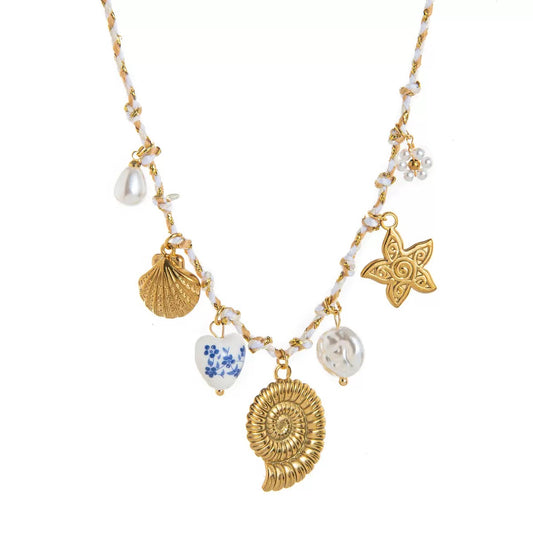 Tropical Vibes Cord Necklace – Starfish / Conch Pendant