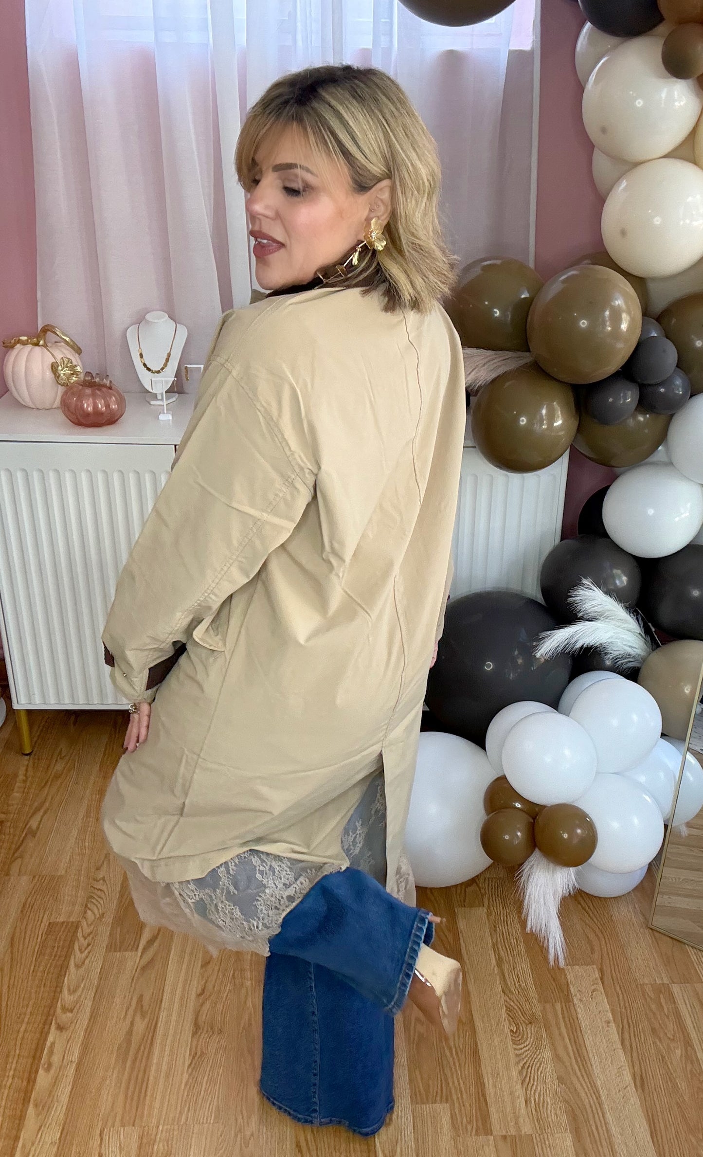 Autumn Elegance Khaki Corduroy Trench