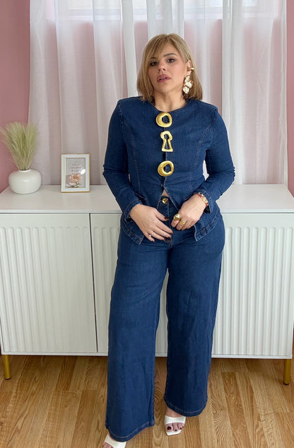 Aurelia Gold Button Denim Power Set