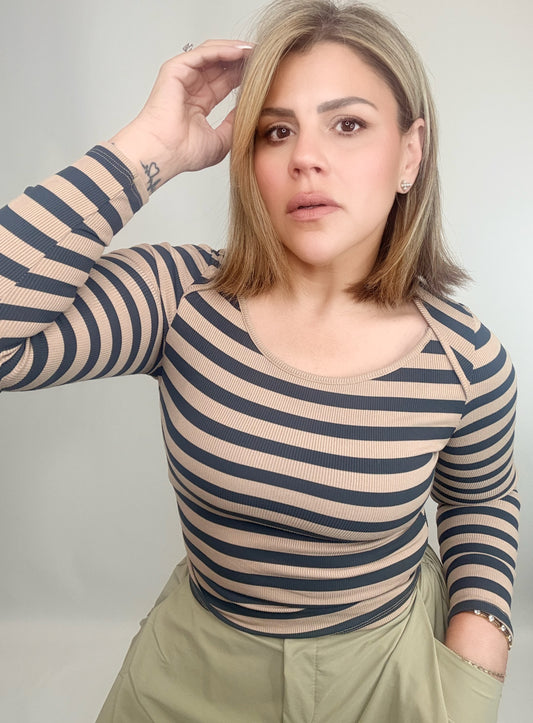 Lennon Brown Striped Top