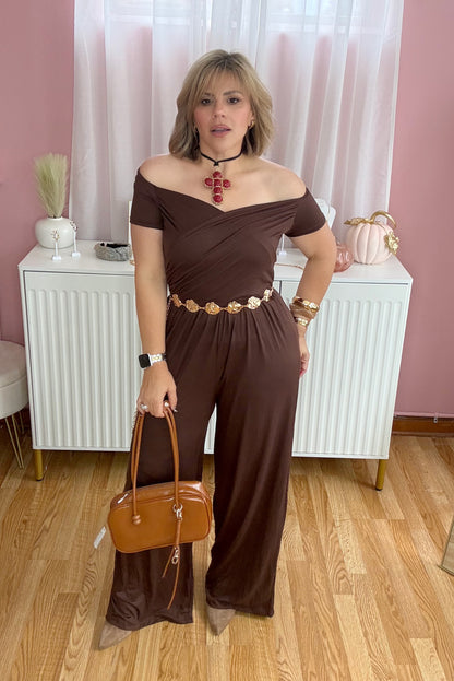 Chocolate Brown Wide-Leg Jumpsuit