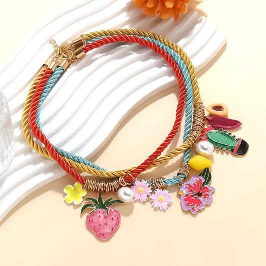 Summer Sweet & Cool Fruit & Flower Necklace