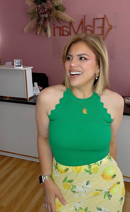 “Sunset in Emerald” Ribbed Halter Tank