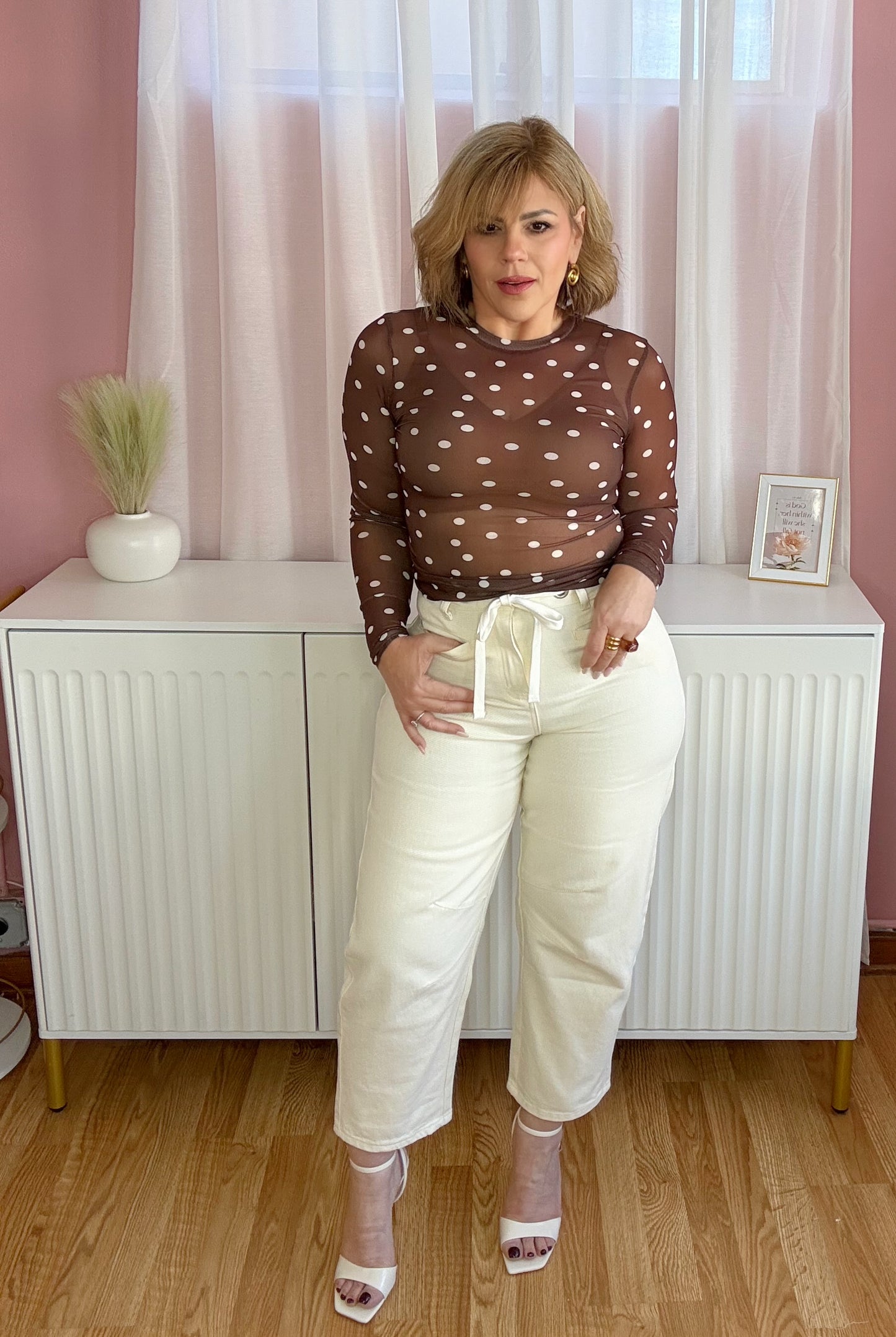 Eyelet Waist Barrel Denim Jeans