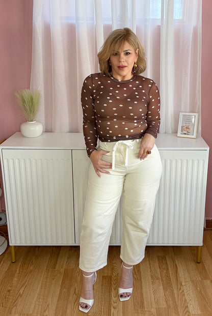 Eyelet Waist Barrel Denim Jeans