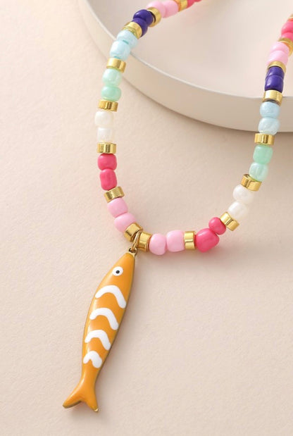 Coastal Fish Charm Necklace