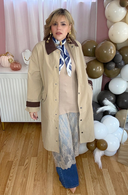 Autumn Elegance Khaki Corduroy Trench