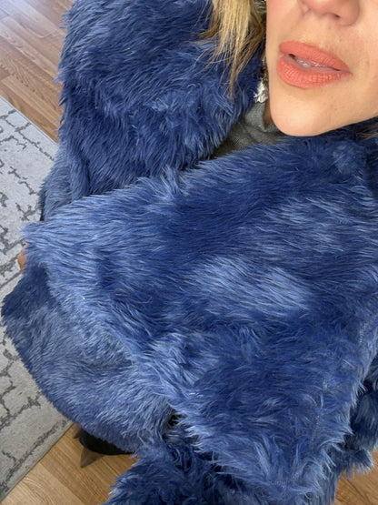 Royal Blue Faux Fur Jacket