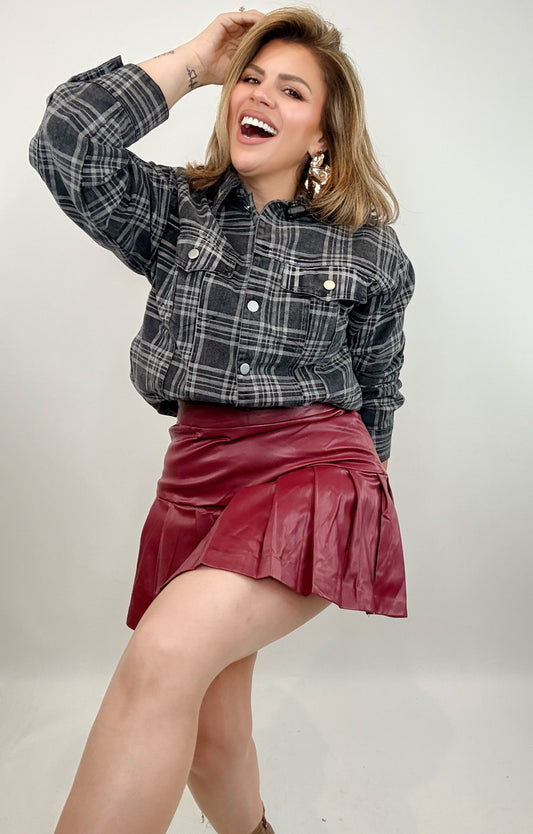 Romy Pleated Vegan Leather Skort