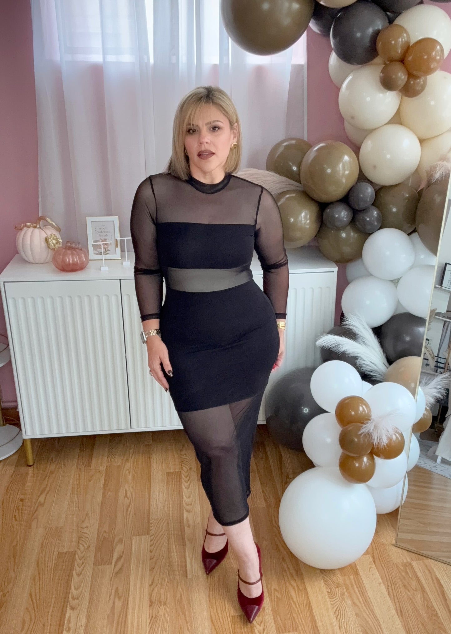 Midnight Seduction Mesh Midi Dress