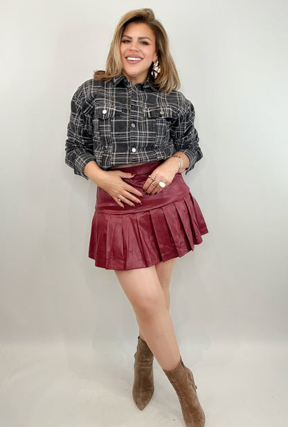 Romy Pleated Vegan Leather Skort