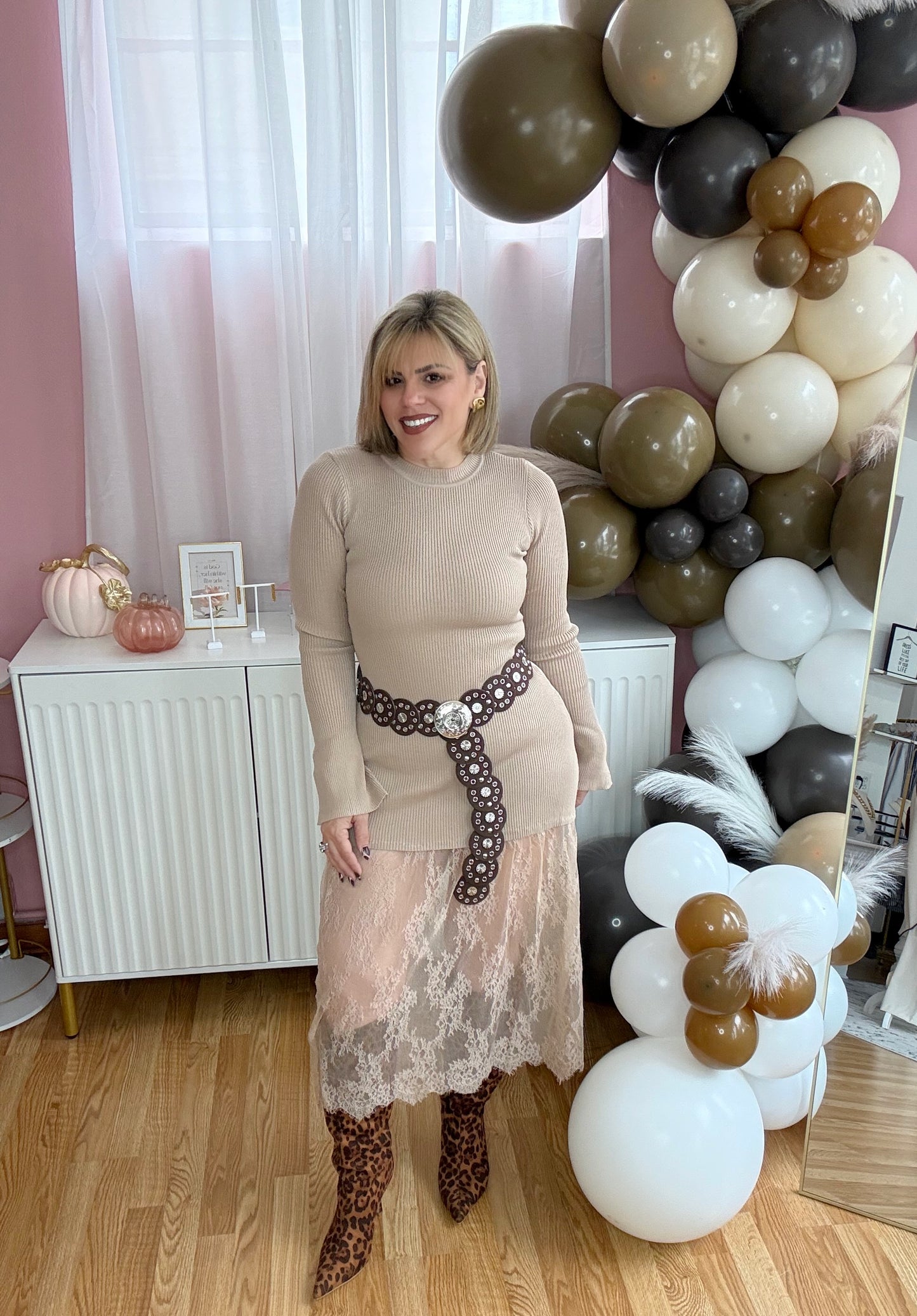 *LAST LARGE* Timeless Grace Ribbed Lace Midi Dress