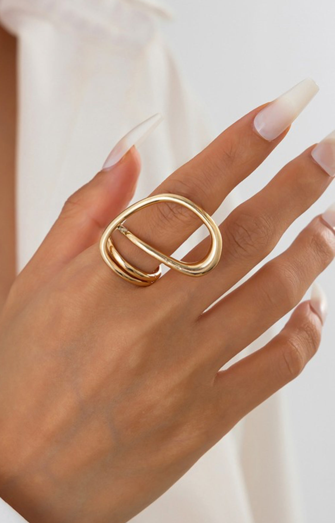 Geometric Irregular Line Ring – 18K Gold Stainless Steel