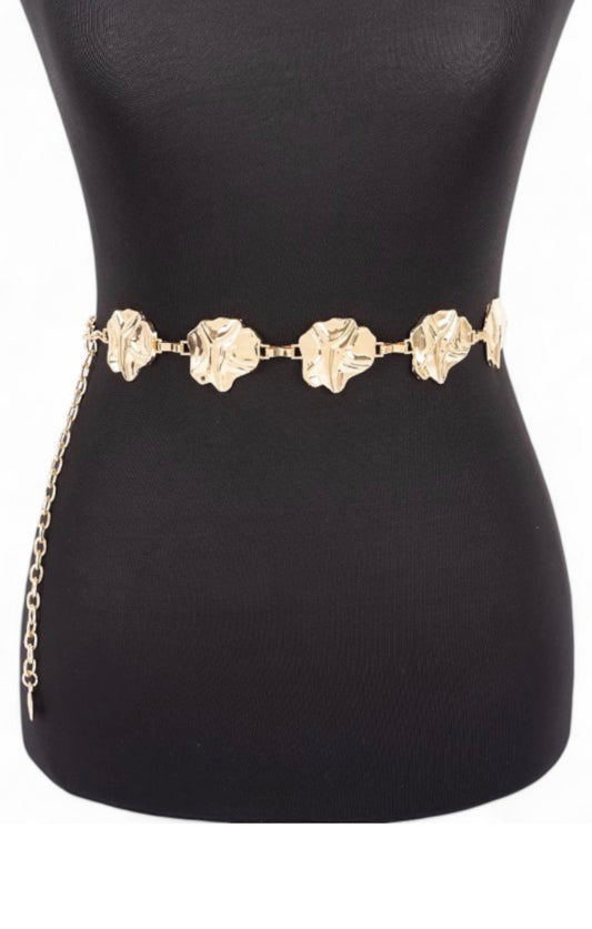 Texture Metal Link Fashion Chain Belt — Gold