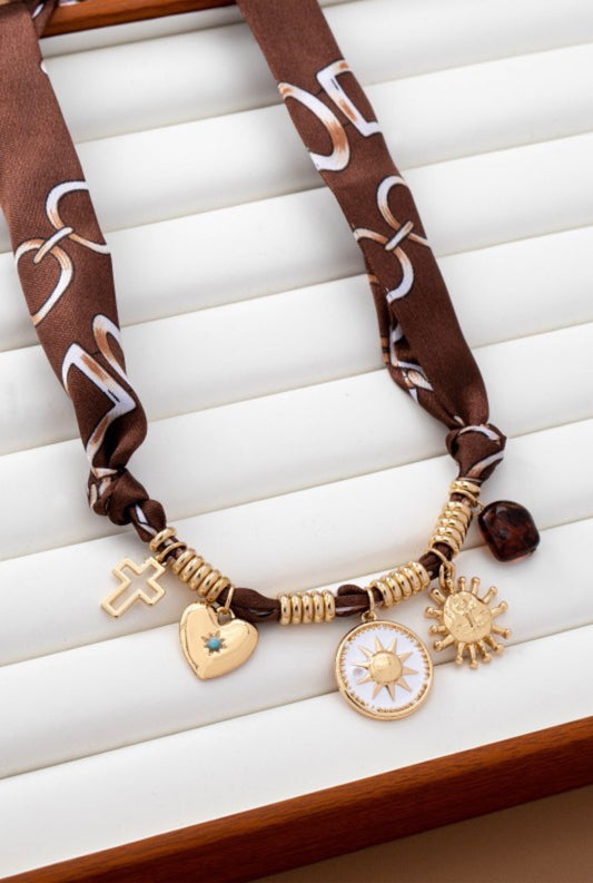 Sun & Soul Charm Scarf Necklace