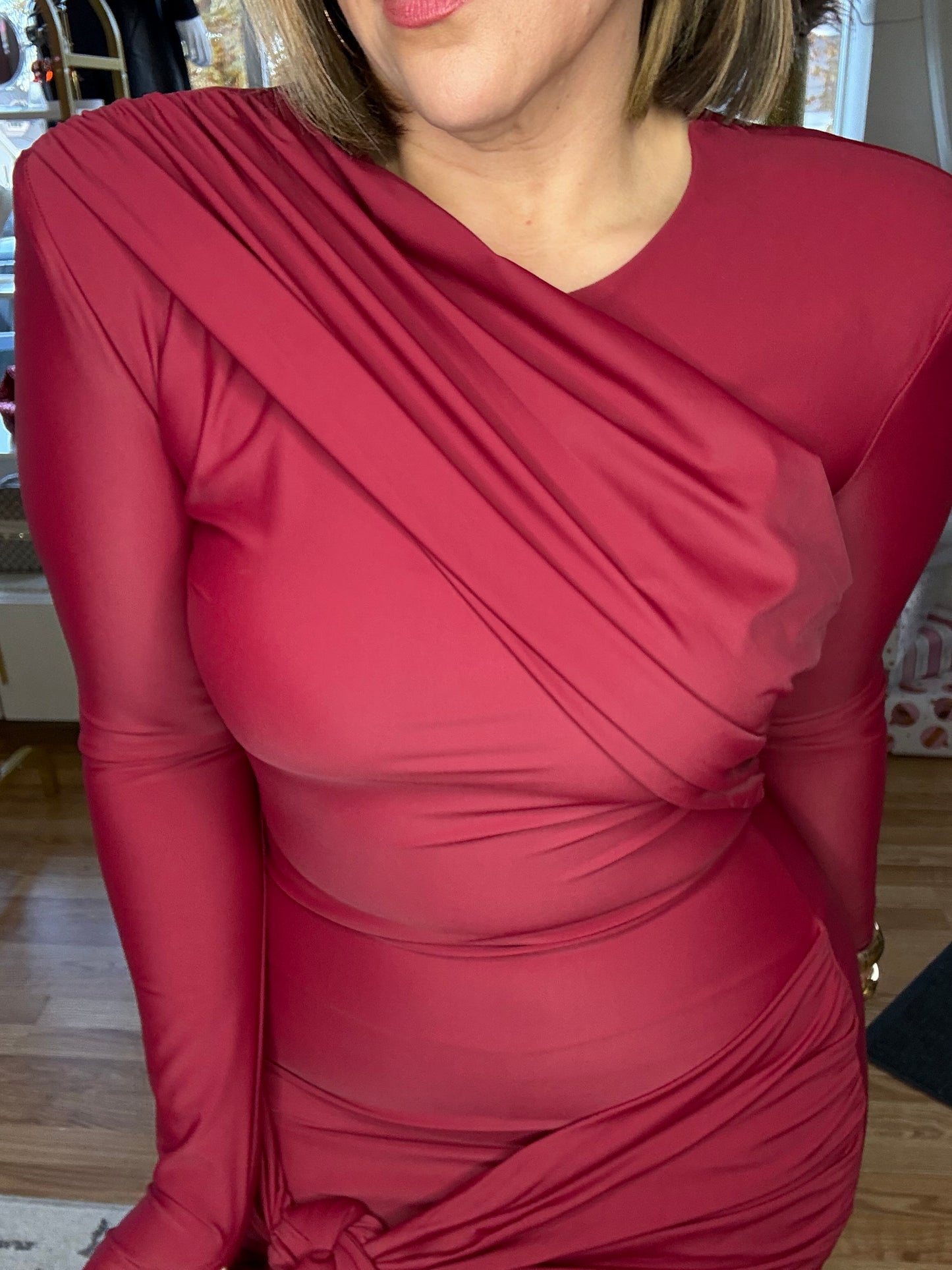 The Amara Drape Front Knot Dress