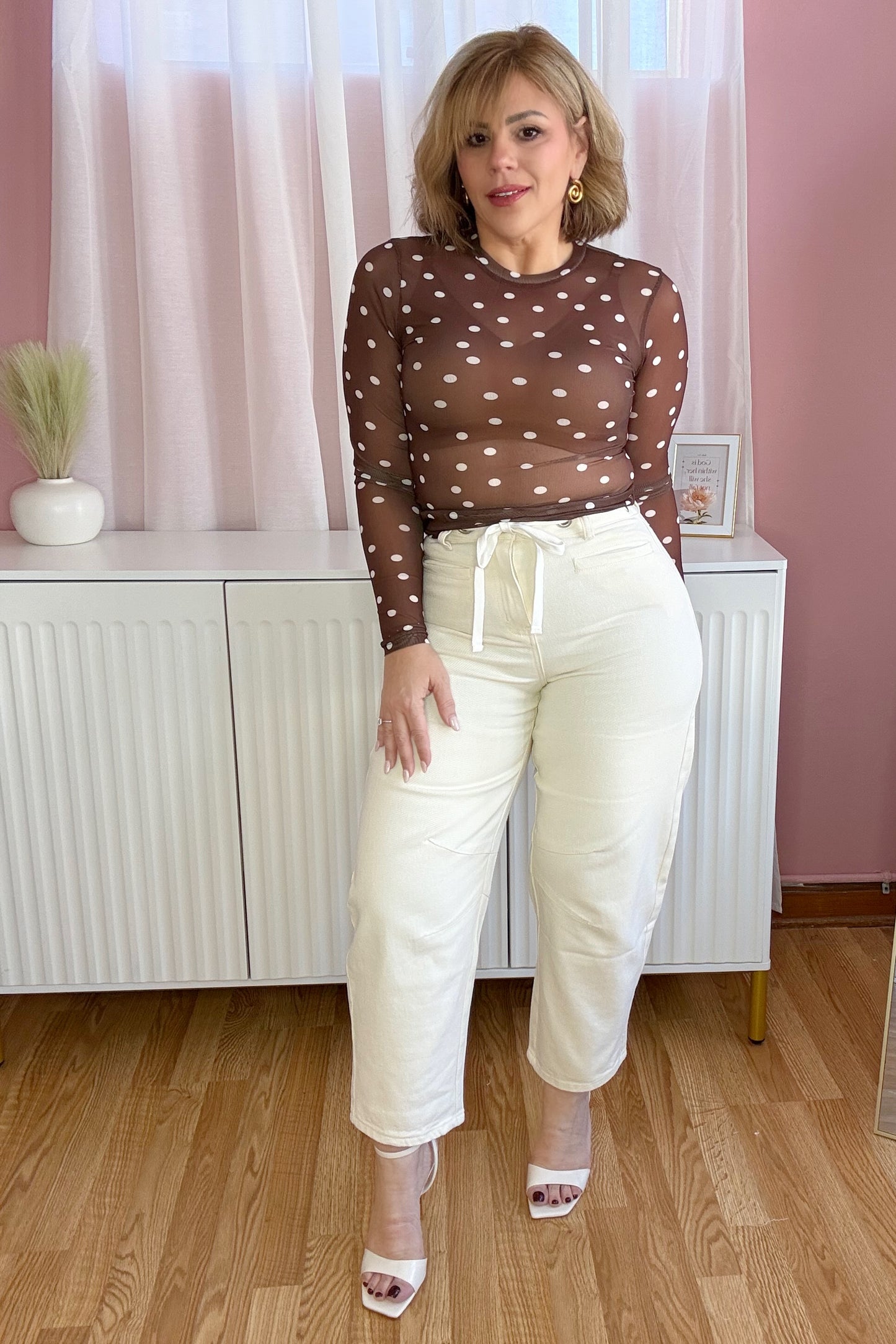 Eyelet Waist Barrel Denim Jeans